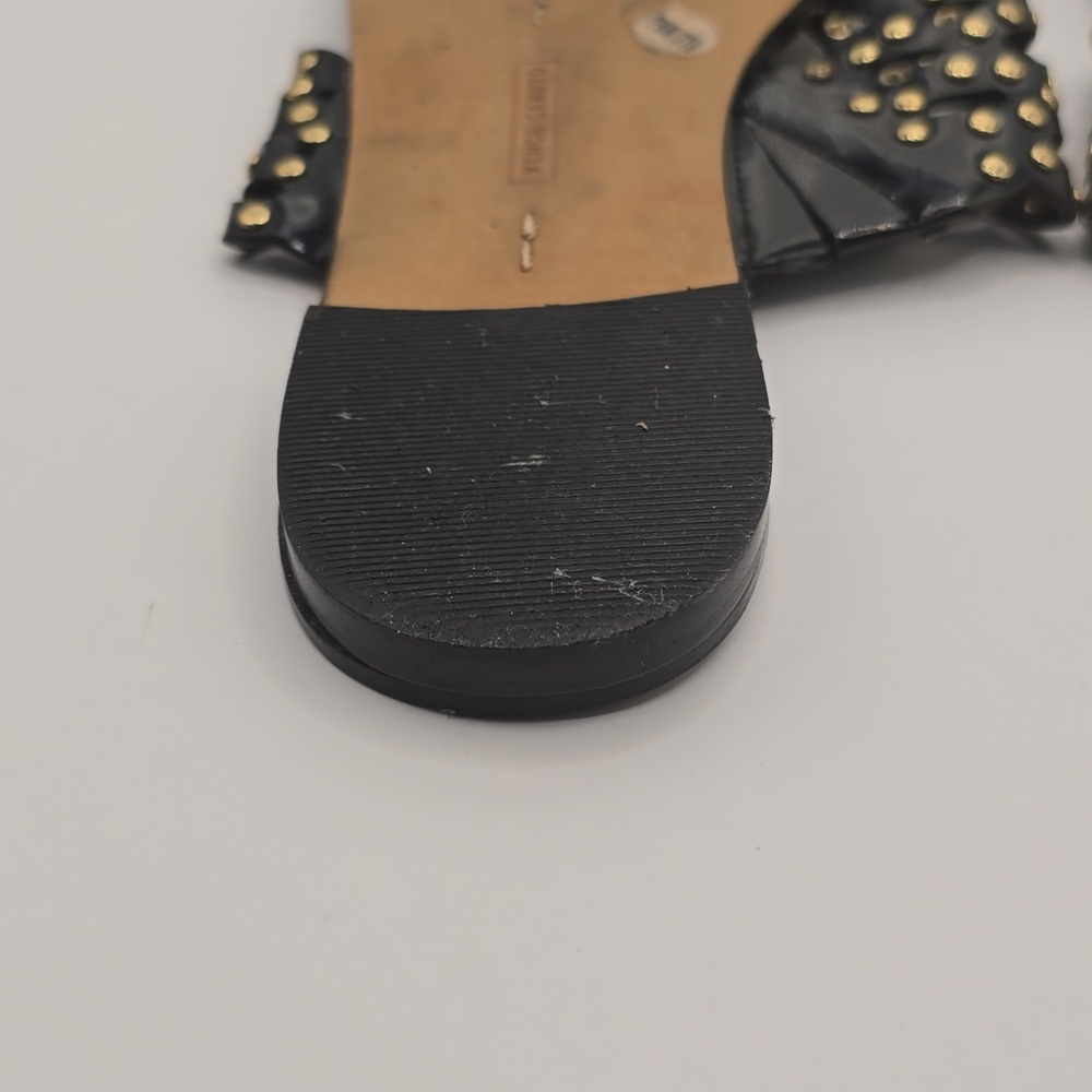 Vince Camuto Black and Gold Studded Flip Flop Sandals - Picture 8 of 10